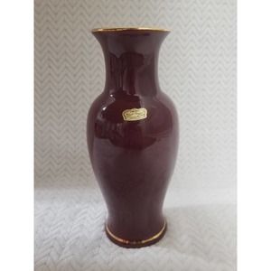 Vintage Royal Haeger USA Mid Century Vase Red Gold Antique 10" Dundee Illinois